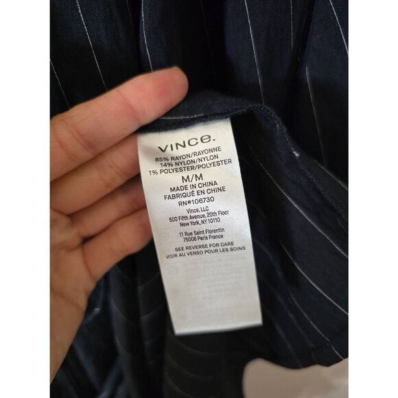 Vince Twist-Front Midi Halter Navy Striped Dress $395 NWT Sz M - Picture 10 of 10